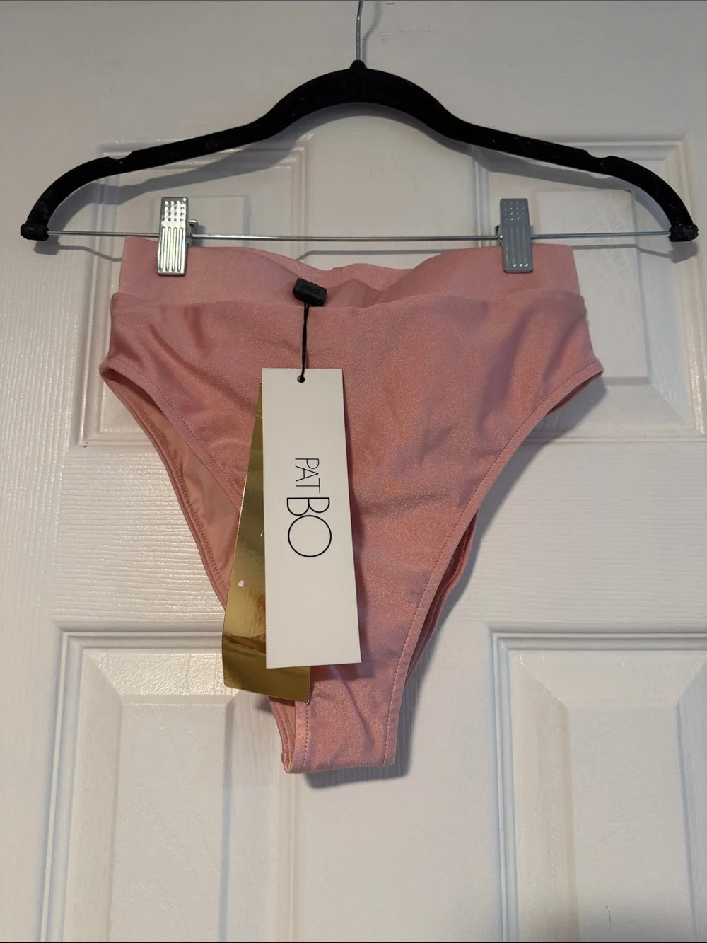 PatBO Blush Pink Floral Appliqué Strapless High-Waist Bikini